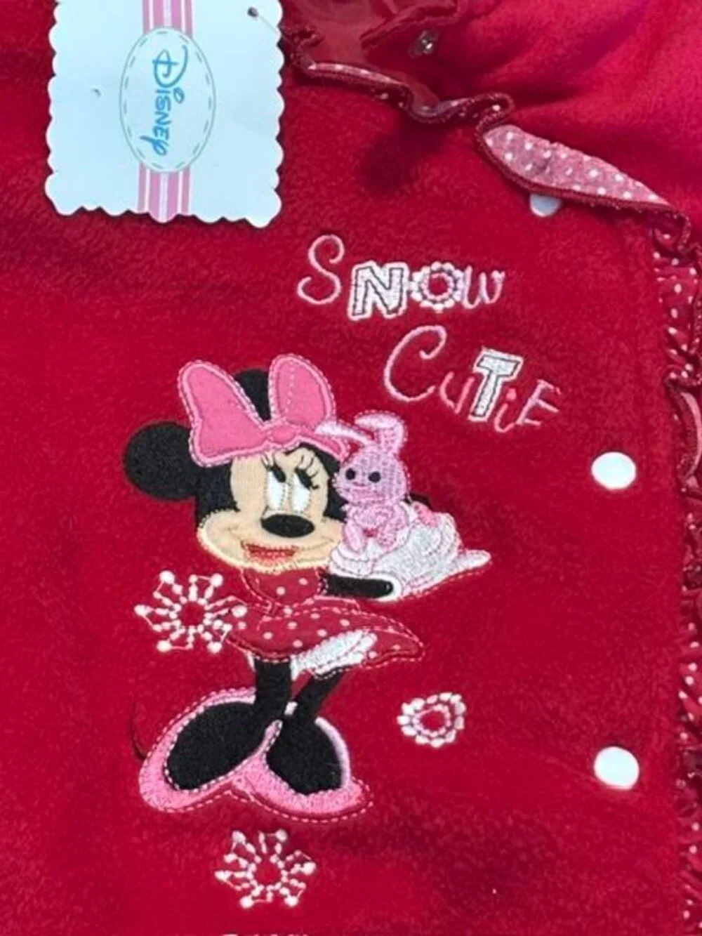 Disney NWT Embroidered Minnie Mouse Red Fleece Snowsuit Size 6-9 Months